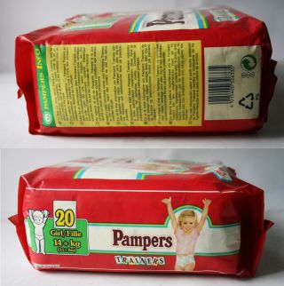 RARE VINTAGE 90 ' S PAMPERS TRAINERS 20X LARGE SIZE 14kg 31lbs PLASTIC 3