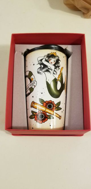 Starbucks Mermaid Siren Sailor Tattoo Tumbler Travel Mug Ceramic Cup 12oz Rare