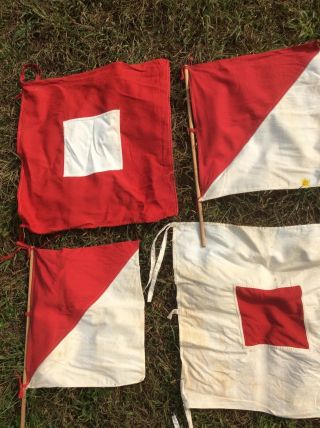Wwi Us Army Signal Corps Flag Kit - Canvas Bag,  2 Wig - Wag & 2 Semaphore,  2 Poles
