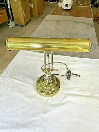 Vintage Brass/silver Color Bankers Piano Desk Adjustable Lamp Two Bulb Light