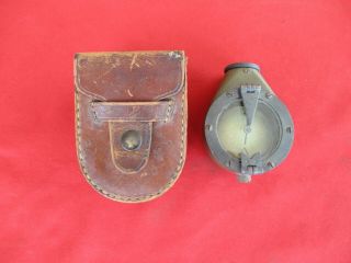 Ww1 Era U.  S.  E.  D.  (us Army Corps Of Engineers) Marching Compass With Leather Case
