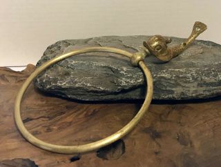 Brass Towel Ring Dolphin Motif Vintage