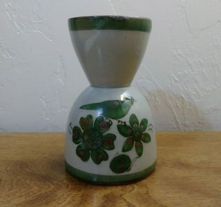 Vintage El Palomar Green EGG CUP - KEN EDWARDS Pottery.  Bird Flower Bug. 3