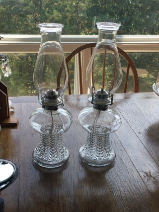 Set Of (2) Vintage Lamplight Farms Oil Hurricane Lamps.  Made In Austria.  255.