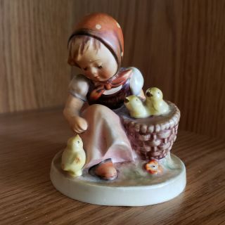 Vintage Goebel Hummel Figurine Girl With Basket Of Chicks