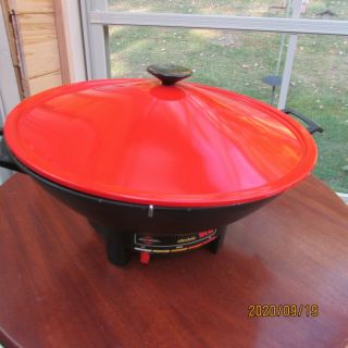 Electric Wok West Bend - 79525 - 6 - Quart,  Red,  Made In Usa W/ Cord Vintage