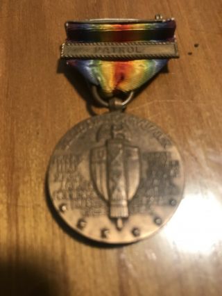 Us Ww1 Victory Medal With Patrol Bar - ‘the Great War For Civilization’