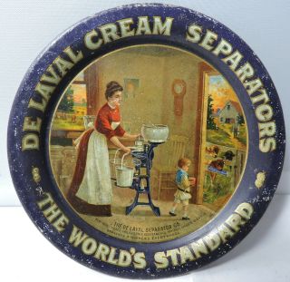 Antique Delaval Cream Separator Tip Tray Tin Litho Dairy Farm Cow Sign De Laval