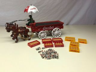 Cast Iron Horse Drawn Coca - Cola Coke Advertising Toy With Accessories