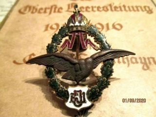 Pilots Badge Of The Austrian Air Force & 1 World War J.  Zimbler & Wien
