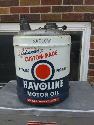 Vintage Valvoline Texaco Motor Oil Can 5 Gallon Advance " Brilliant "