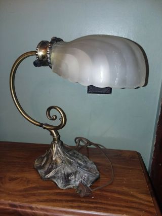Vintage Seashell Art Deco Accent Lamp With Glass Sea Shell Shade Got At A Estate