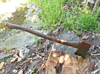 Vintage 4 1/2 to 5 Lb 120 X 193 mm Axe Old Tool Large Head 770 mm Timber Handle 2