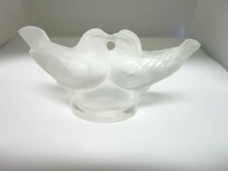 Vintage Signed Lalique France Love Bird Doves Frosted Figurine Paperweight