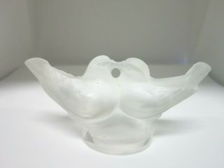 Vintage Signed Lalique France Love Bird Doves Frosted Figurine Paperweight 2