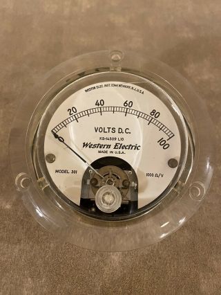 Vintage Western Electric 0 - 100 Volt Panel Meter Ks - 14509 L10 Model 301