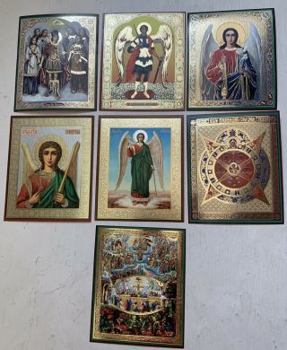 Russian Christian Icons Bulk Of 7 Arch Michael,  Arch Gabriel,  Guardian Angel