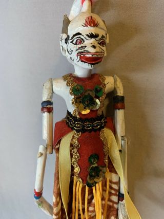 Vintage Indonesian Wood Shadow Puppet Doll Ornament