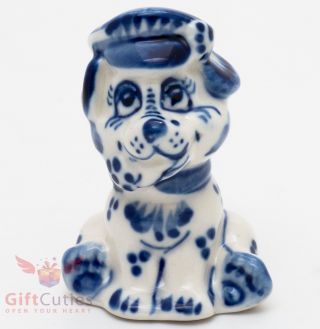 Gzhel Porcelain Dog Figurine Handmade Symbol Of 2018 Year Made In Russia