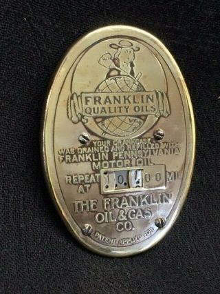Vintage Franklin Oil & Gas Co.  Oil Change Gauge,  Dash Mounting Bolt & Wing Nut
