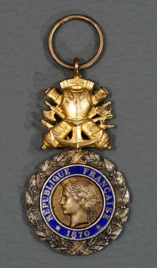 Ww1 France French Military Merit Medal Valour And Discipline Silver Enamel