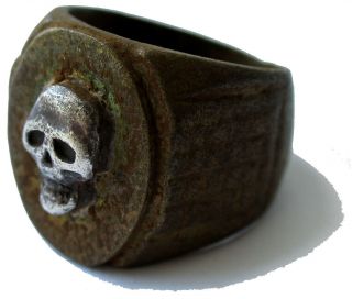 Skull Sterling Silver Ring Bronze Special Force Shock Troops Assault Ww1 Wwi Or