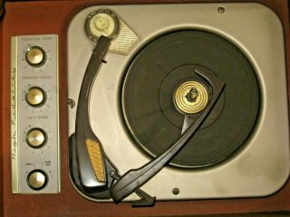 Antique Webster Chicago Tube Amp Record Player Lp - 1863 - 1 Vintage Orange 45 Adapt
