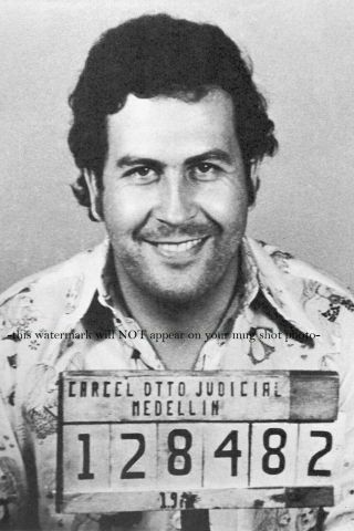 Pablo Escobar Mug Shot Photo Drug Lord Mobster Medellin Cartel,  King Of Cocaine