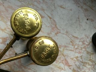 Two Vintage Brass Eagle 66 Finger Pump Oiler Household Oil Cans