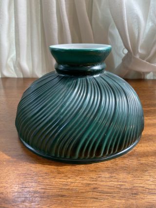 Vintage Aladdin Green Swirl Glass Oil Lamp Shade 10” Fitter