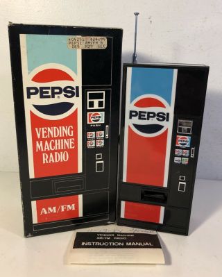 Vintage 1980’s Pepsi Vending Maching Am/fm Radio W Box Soda Pop Dew