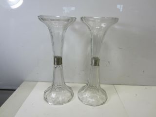 2 Vintage Soda Fountain Glass Riser Shelf Pillars 4