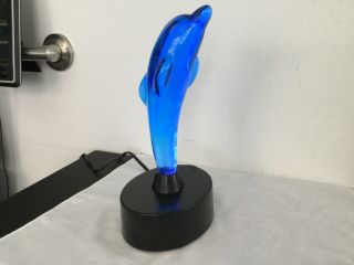 Lumisource Blue Dolphin Electric Motion Plasma Lamp Light 12 " Glass Dolphin