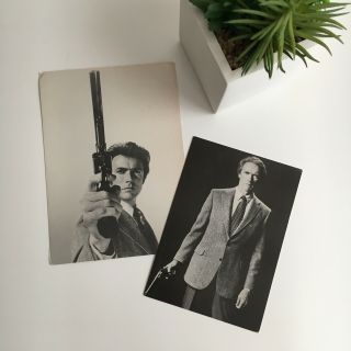 " Dirty Harry " Clint Eastwood Black & White Vintage Set With Postcard & Photo