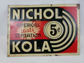 Vintage Nichol Kola Embossed Metal Sign America 