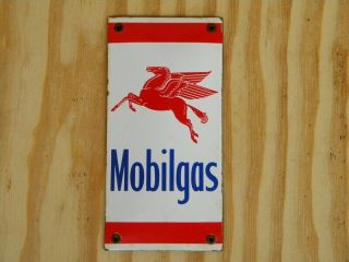 Vintage Mobilgas Porcelain Sign 7 - 3/4“x 3 - 7/8“ Pegasus Gasoline Station Oil Pump