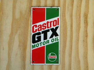 Vintage Castrol Gtx Motor Oil Porcelain Sign 7 - 3/4“ X 3 - 7/8“ Racing Lubester