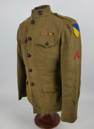 Wwi Ww1 Us Army Chemical Corps Sergeant Wool Tunic Bullion Insignia Wound Stripe