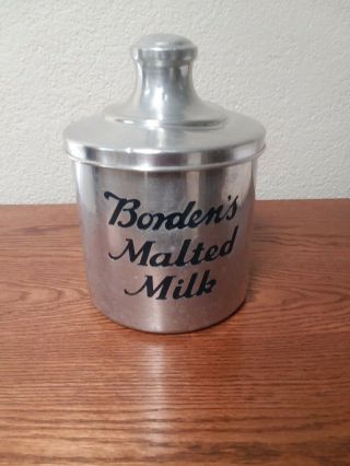 Vintage Borden’s Malted Milk Stainless Soda Fountain Container