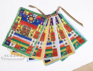 Buddhist Tibetan Prayer Flag 133 Inch Long Large Size Brocade Colorful Flag