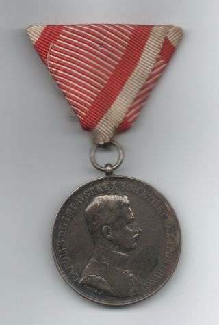 Austria Bravery Medal Der Tapferkeit Fortitudini Silver 40 Mm Karl I