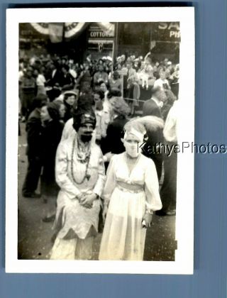 Found B&w Photo F,  3436 Man And Pretty Woman In Costumes Posed