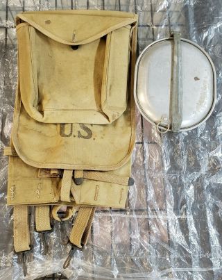Ww1 U.  S.  Army 1917 Dated Haversack,  With 1918 Dated Mess Kit,  No Utensils