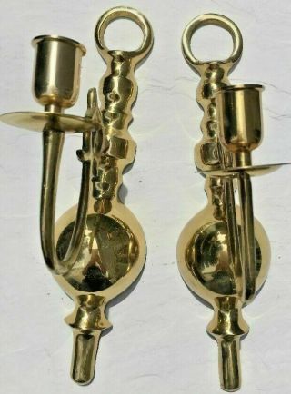 Vintage Colonial Williamsburg Brass Wall Sconce Candle Holders