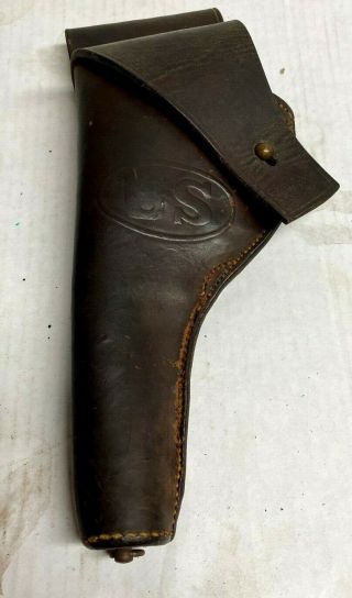Ww1 Us Army Leather M1909 Holster M1917 Revolver.  45 Wwi Initialed V.  R.  A Lefty