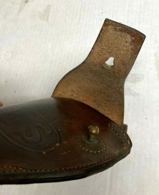 WW1 US Army Leather M1909 Holster M1917 Revolver.  45 WWI Initialed V.  R.  A Lefty 3