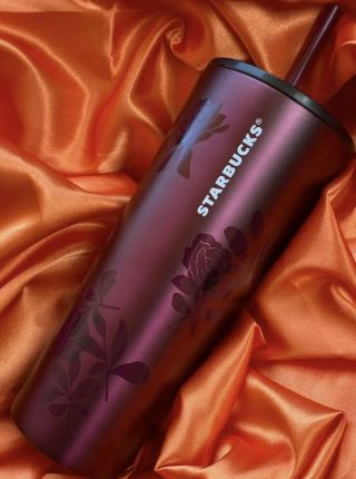 Starbucks Fall 2020 Plum Rose Stainless Steel Tumbler Venti 24oz Cold Cup