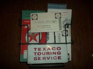 Texaco Touring Service Map Stand rack holder 30 maps 60 ' s 70 ' s 2