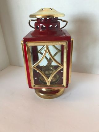 Red And Gold Colonial Kerosene Oil Lamp Lantern