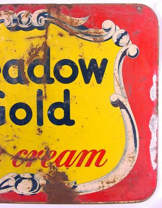 1950s MEADOW GOLD ICE CREAM 2 SIDED METAL 25.  75 
